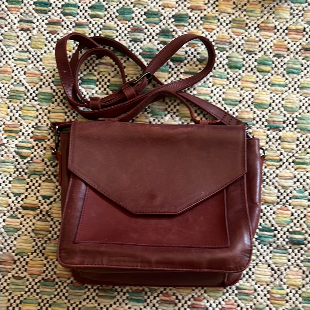 Elegant ABLE Burgundy Leather Shoulder Bag
